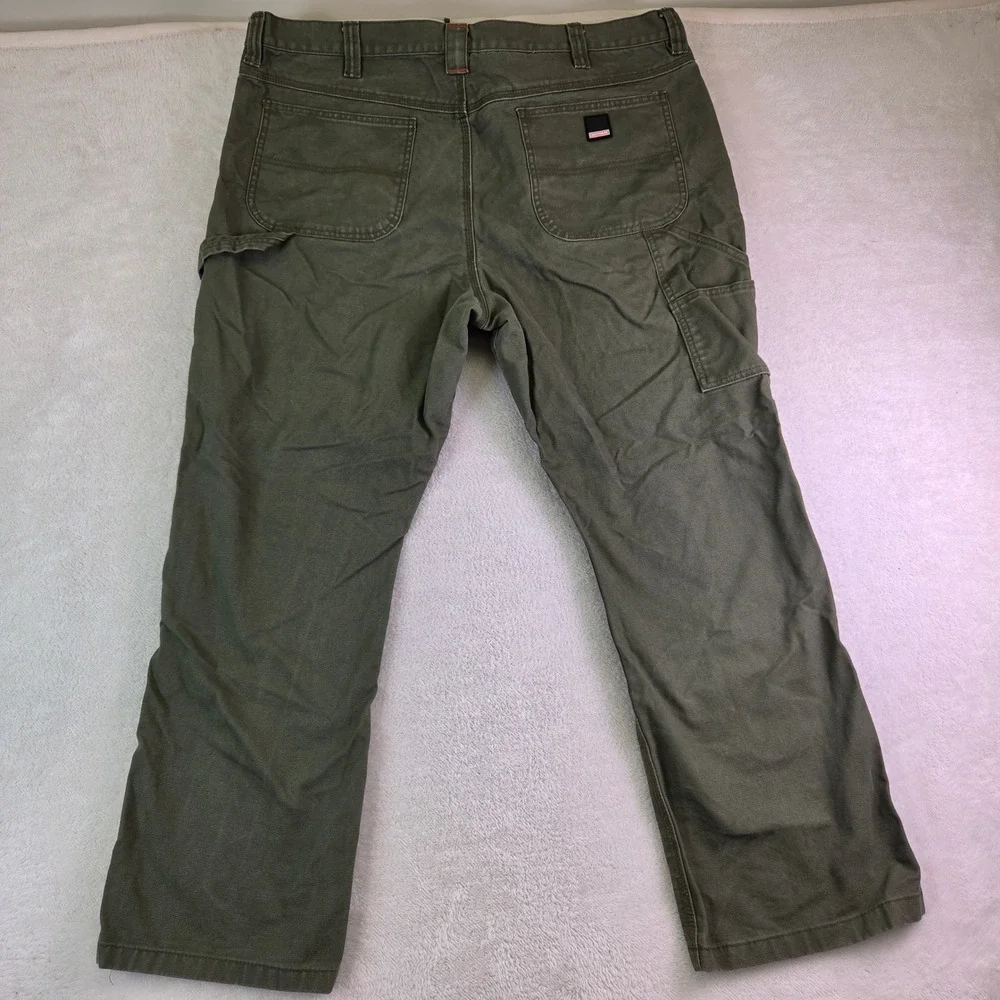 Craftsman Mens Olive Green Canvas Work Pants Carpenter Utility 42x32 F9